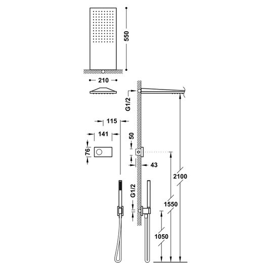 Kit de grifo termostático electrónico empotrado de 2 vías Shower technology para ducha