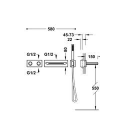 Kit de grifo termostático empotrado de 2 vías B‑system para bañera y ducha