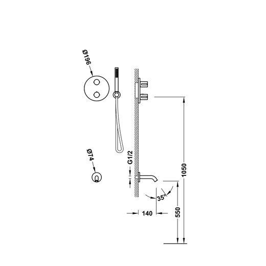 Kit de grifo termostático empotrado de 2 vías Therm‑box para bañera y ducha