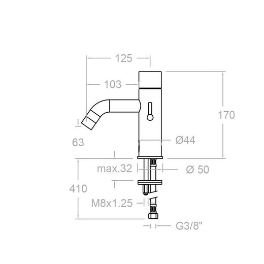 Lavabo electrónico de dos aguas fría y caliente con transformador y bateria de 6l, cromo, modelo Soltronic