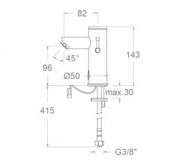grifo de lavabo electrónico de dos aguas fría y caliente con transformador y batería, cromo, modelo Soltronic