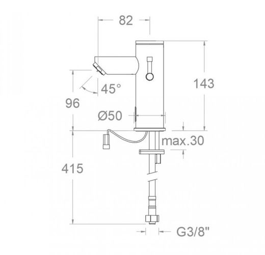 grifo de lavabo electrónico de dos aguas fría y caliente, cromo, modelo Soltronic