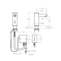 Grifo de lavabo electrónico de un agua o premezclada con transformador más baterías, cromo, modelo Soltronic