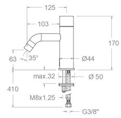 Grifo de lavabo electrónico de un agua o premezclada, con transformador y batería, cromo, modelo Soltronic