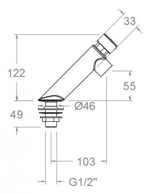 Grifo de lavabo inclinado temporizado de un agua con regulación de tiempo y caudal, cromo, modelo Solestop