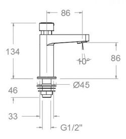 Grifo de lavabo recto temporizado de un agua con regulación de caudal, cromo, modelo Solestop