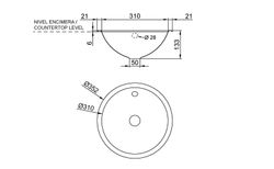 Lavamanos p/ encastrar Ø355 INOX satinado