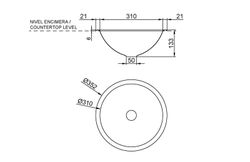 Lavamanos para encastrar Ø355 INOX satinado