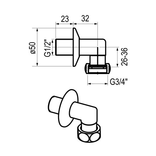 Presto Racor curvo para Alpa 80 y Alpa 90
