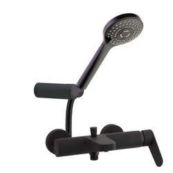 Monomando de baño-ducha con equipo de ducha 6l, Negro Mate, Modelo Alexia