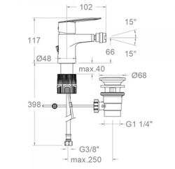 Monomando de bidé Civic, cromado, con válvula automática ABS de 1 1/4"