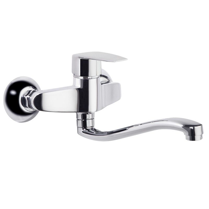 Monomando de cocina a pared, Civic, con caño bajo giratorio, cromo