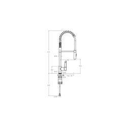 Monomando de cocina profesional altura 573mm, cromado
