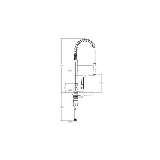 Monomando de cocina profesional altura 573mm, cromado