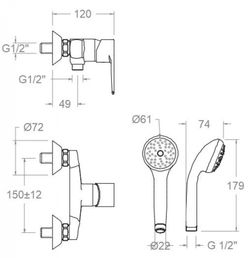 Monomando de ducha 6l, con equipo de ducha, cromado, modelo Titanium