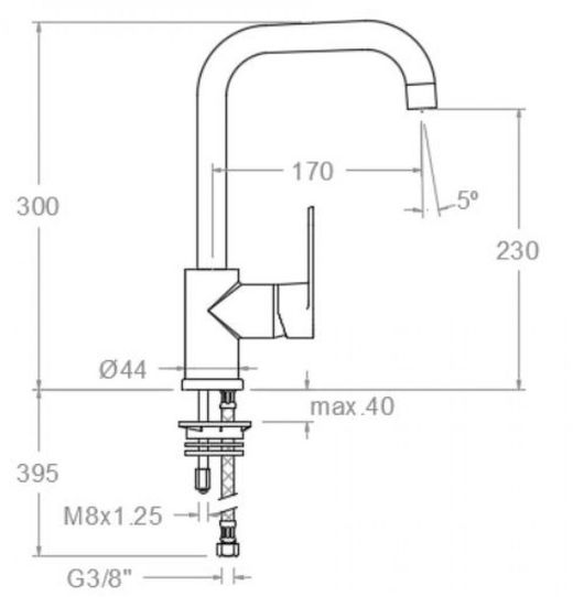 Monomando de lavabo Alexia con caño giratorio, cromo