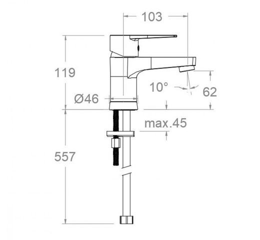 Monomando de lavabo, cromado, modelo Titanium