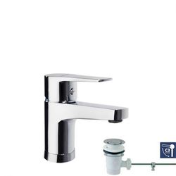 Monomando de lavabo, cromado, modelo Titanium, con válvula automática de 1 1/4