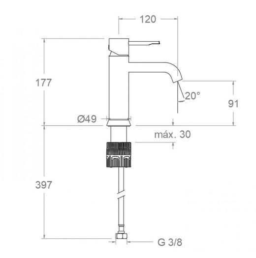 Monomando de Lavabo Xl, modelo Odisea, cromado