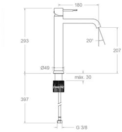 Monomando de lavabo Xl, modelo Odisea , negro mate