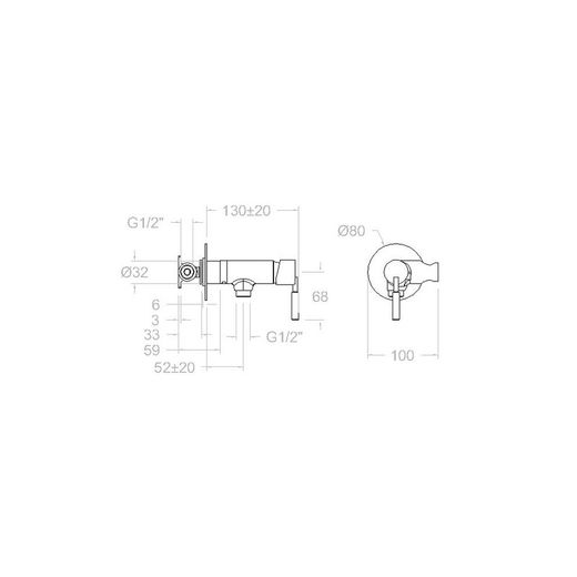 Monomando empotrado para WC, modelo Magnet
