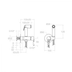Monomando empotrado para WC y accesorios, modelo Magnet