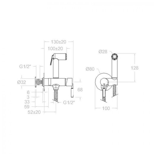 Monomando empotrado para WC y accesorios, modelo Magnet
