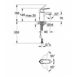 Monomando lavabo 35mm Grohe Eurosmart cosmopolitan