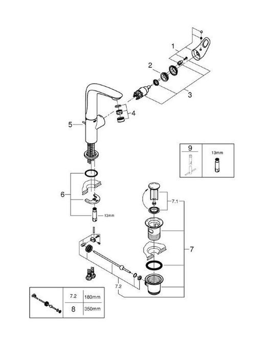 Monomando lavabo eurostyle caño alto Grohe