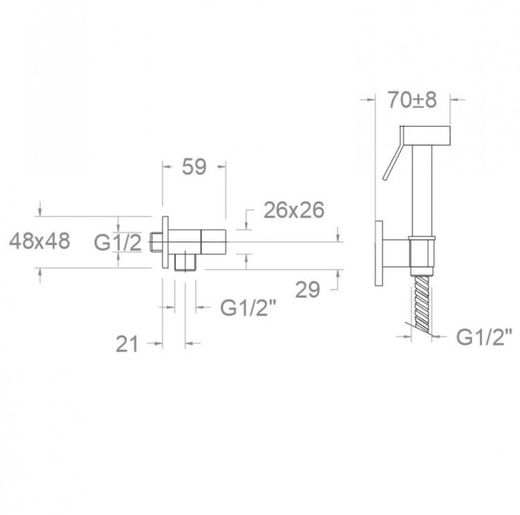 Monomando mural para WC RS-Q 110 Mm con accesorios, cromado