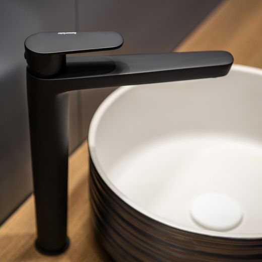 Monomando de lavabo XL , modelo Alexia, negro mate