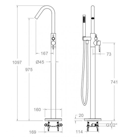 Odisea, columna monomando para bañera con equipo de ducha, cromo