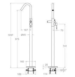 Odisea, columna monomando para bañera negro mate