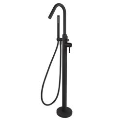 Odisea, columna monomando para bañera con equipo de ducha, negro mate