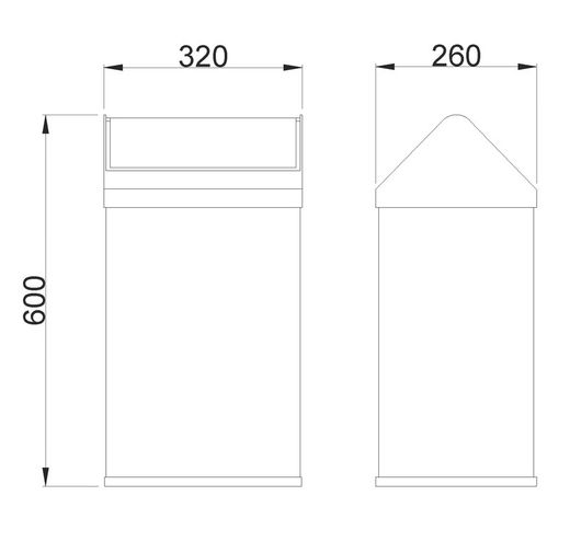 Papelera cabezal basculante inox satinada 40 L.