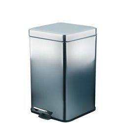Papelera cuadrada 6 l. con pedal INOX brillo