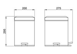 Papelera cuadrada 6 l. con pedal INOX brillo