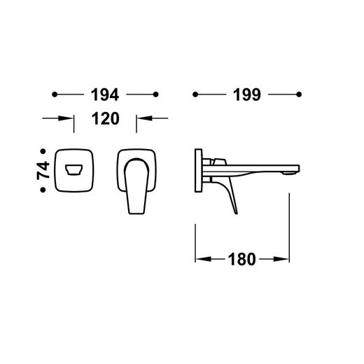 Pieza vista para cuerpo empotrado de lavabo