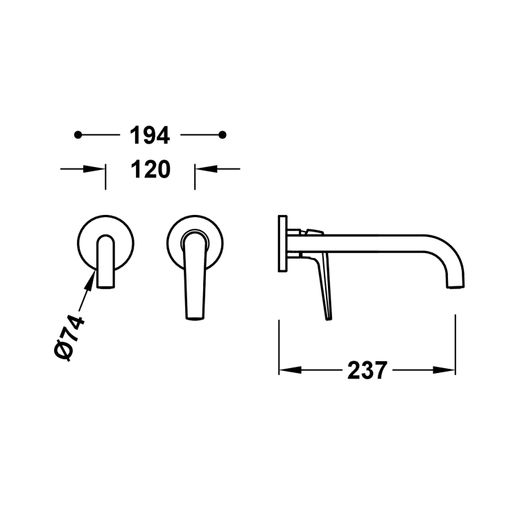Pieza vista para cuerpo empotrado de lavabo