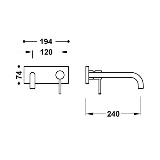 Pieza vista para cuerpo empotrado de lavabo