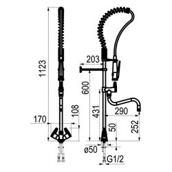 Presto Columna industrial mezcladora bimando con grifo intermedio