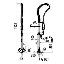 Presto Columna industrial mezcladora bimando con grifo intermedio
