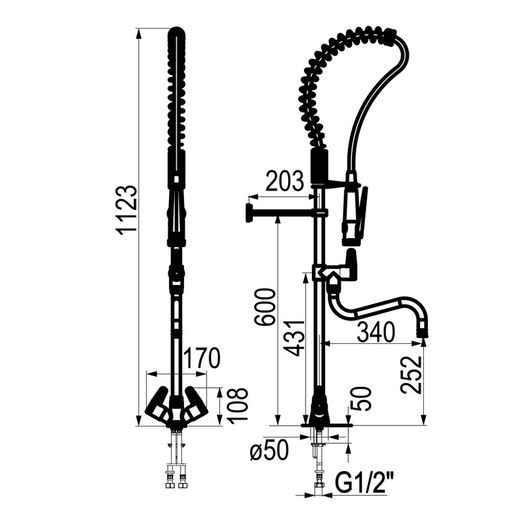 Presto Columna industrial mezcladora bimando con grifo intermedio