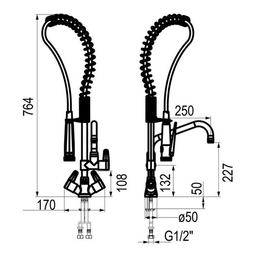 Presto Columna industrial mezcladora bimando mini con grifo intermedio