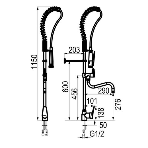 Presto Columna industrial mezcladora monomando con grifo intermedio