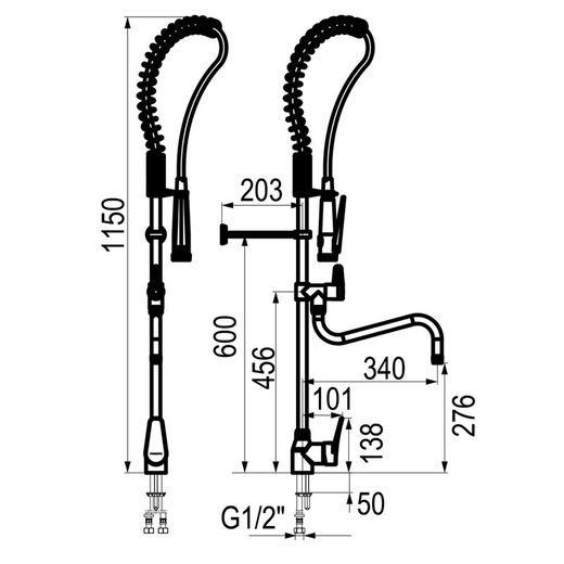 Presto Columna industrial mezcladora monomando con grifo intermedio
