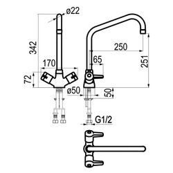 Presto Grifo fregadero industrial bimando