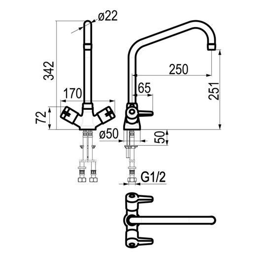 Presto Grifo fregadero industrial bimando