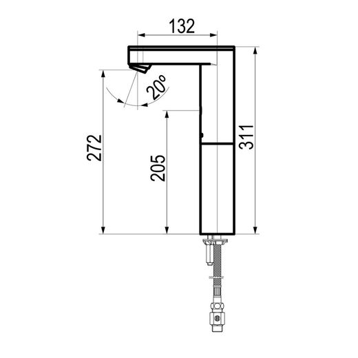 Presto Soho L alto lavabo pila con llave LEED