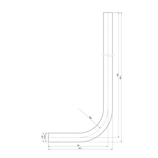 Presto Tubo de descarga curvo 620x200 28 mm cromado